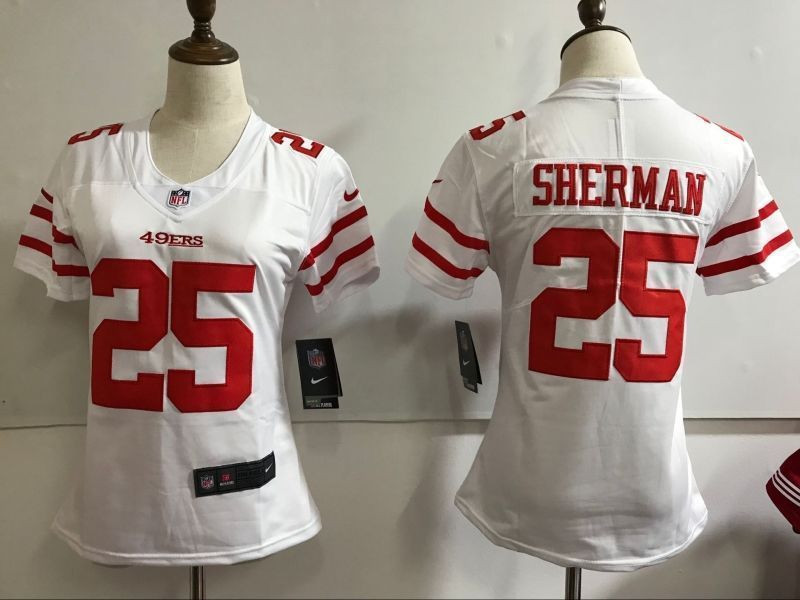San Francisco 49ers Richard Sherman #25 2020 NFL White Womens Jersey Jersey