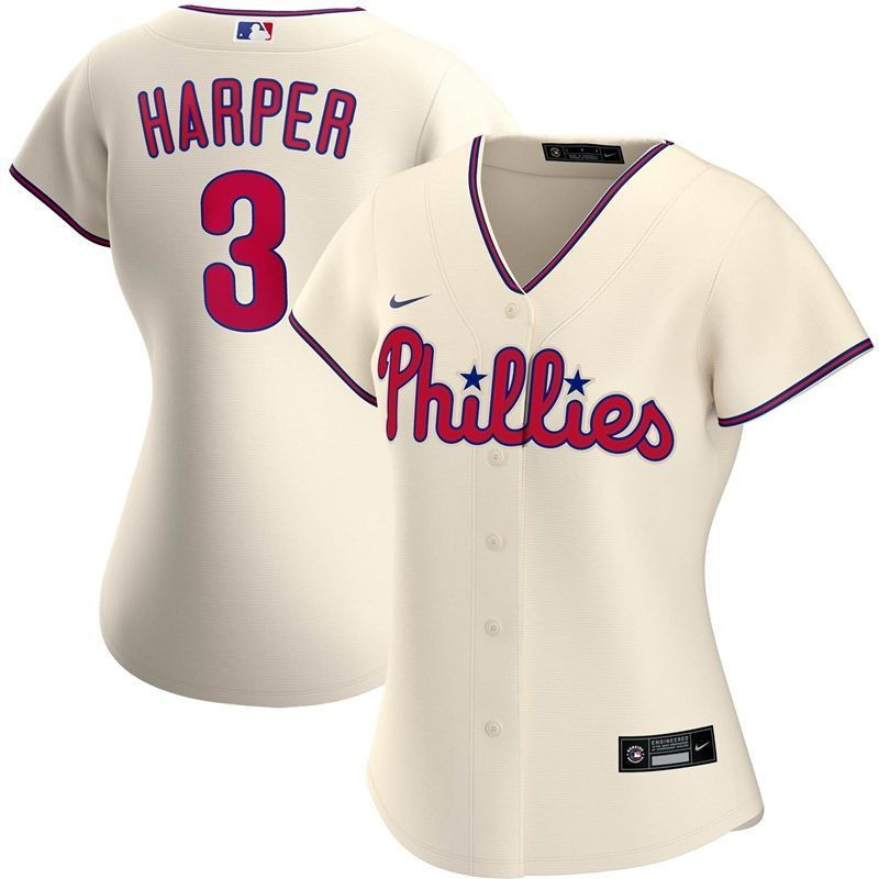 Philadelphia Phillies Bryce Harper #3 2020 MLB White Womens Jersey