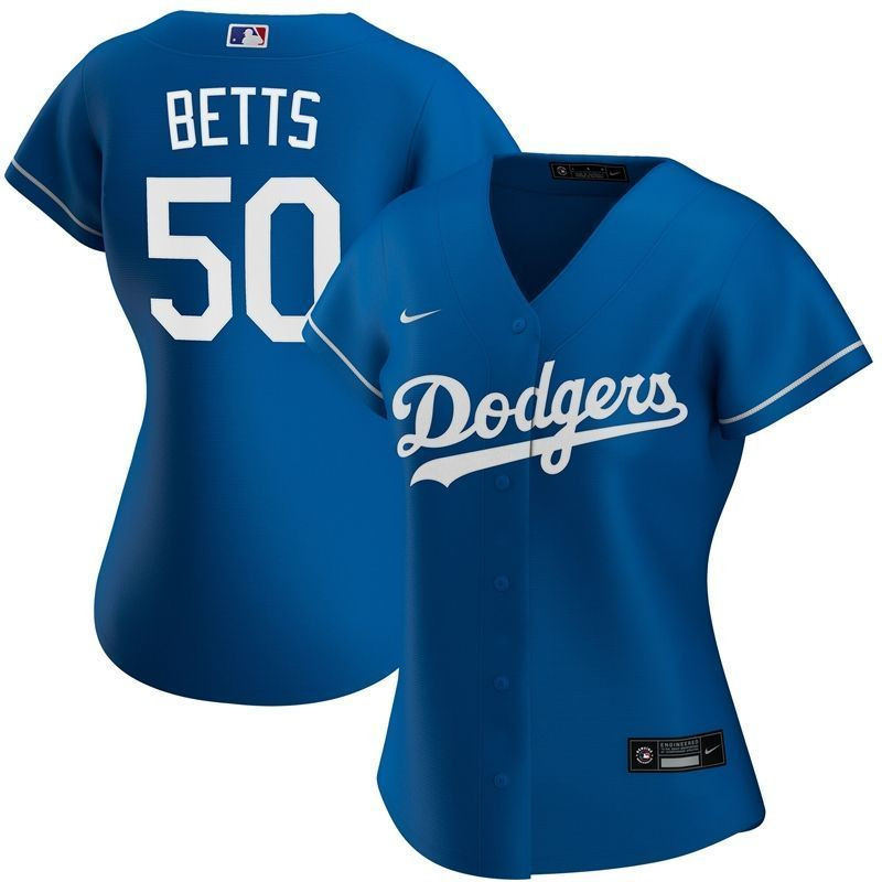 Los Angeles Dodgers Mookie Betts #50 2020 MLB Navy Blue Womens Jersey