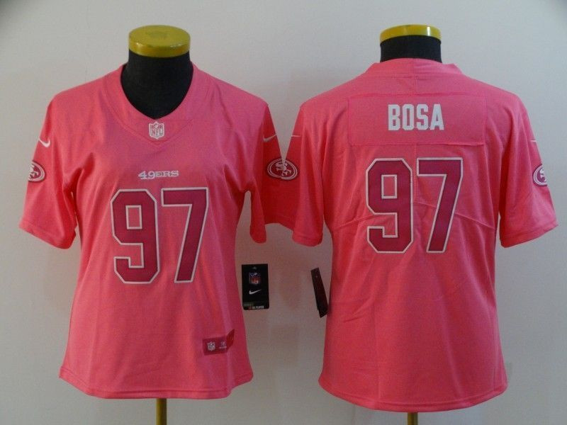 San Francisco 49ers Nick Bosa #97 NFL 2020 Dark Pink Womens Jersey