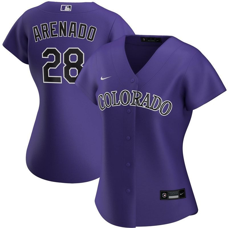 Colorado Rockies Nolan Arenado #28 2020 MLB New Arrival Navy Blue Womens Jersey gifts for fans