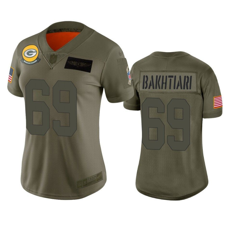 Womens Green Bay Packers David Bakhtiari Limited Jersey 2019 Salute to Service
