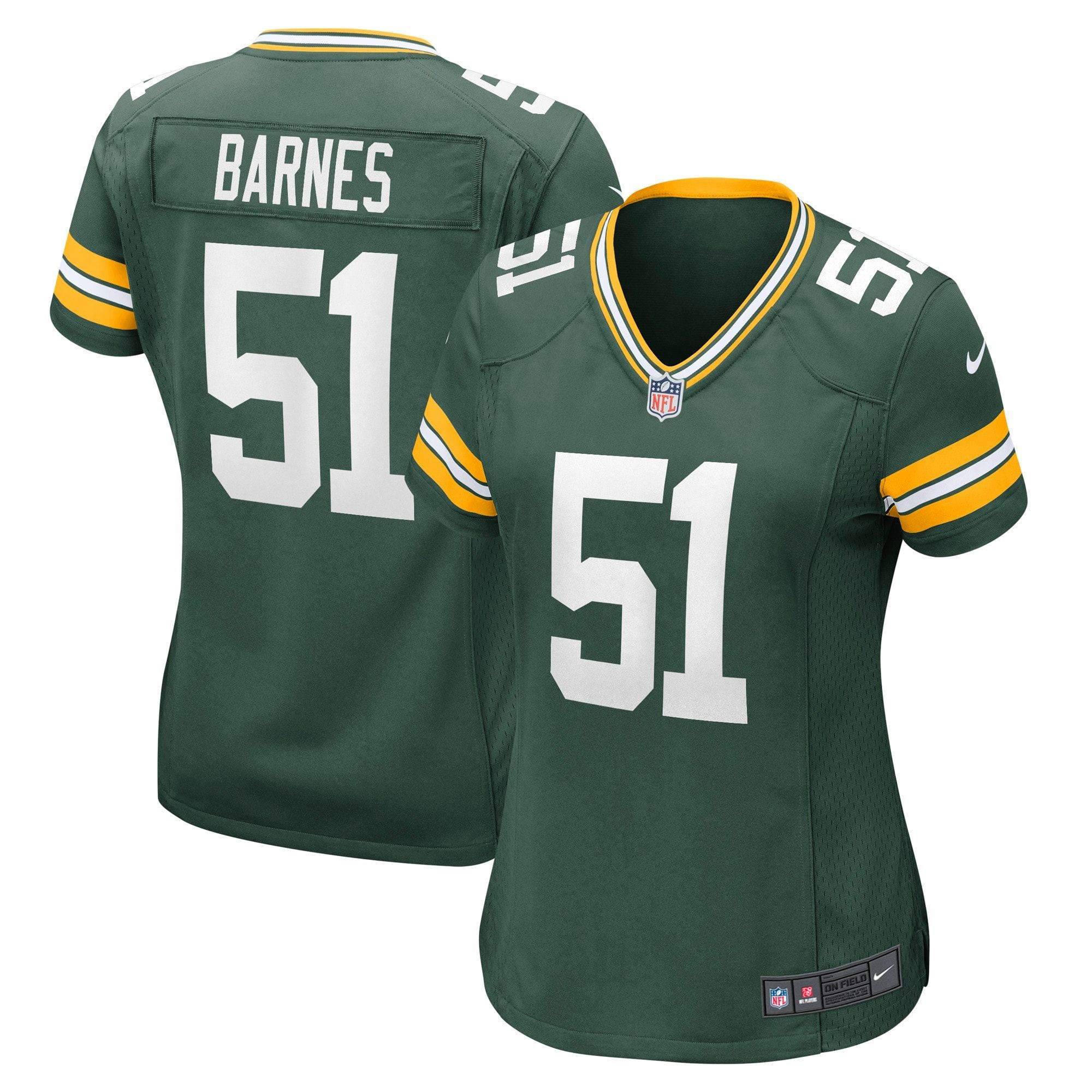 Womens Green Bay Packers Krys Barnes Green Game Player Jersey Gift for Green Bay Packers fans