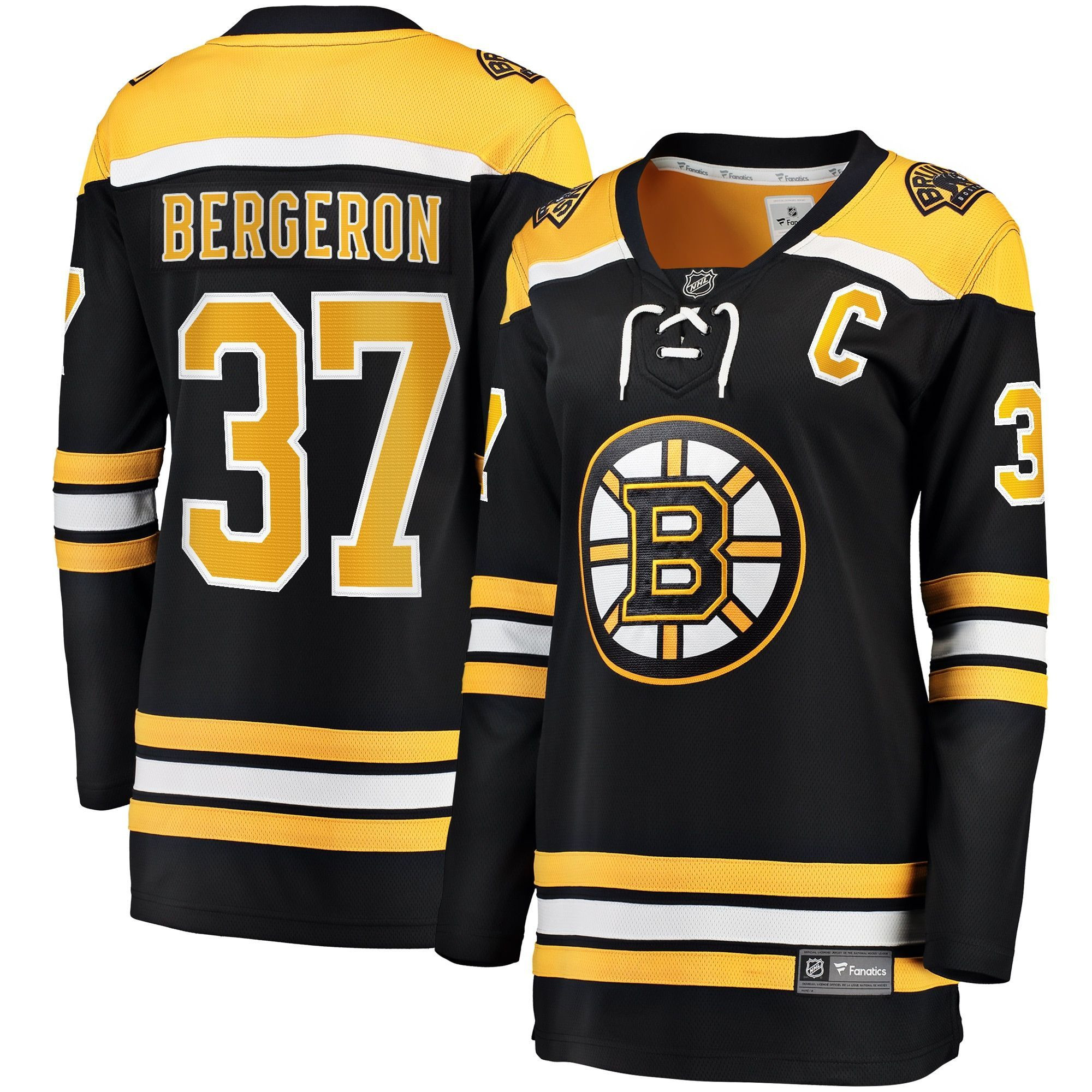 Womens Boston Bruins Patrice Bergeron Black Home Captain Player Jersey gift for Boston Bruins fans
