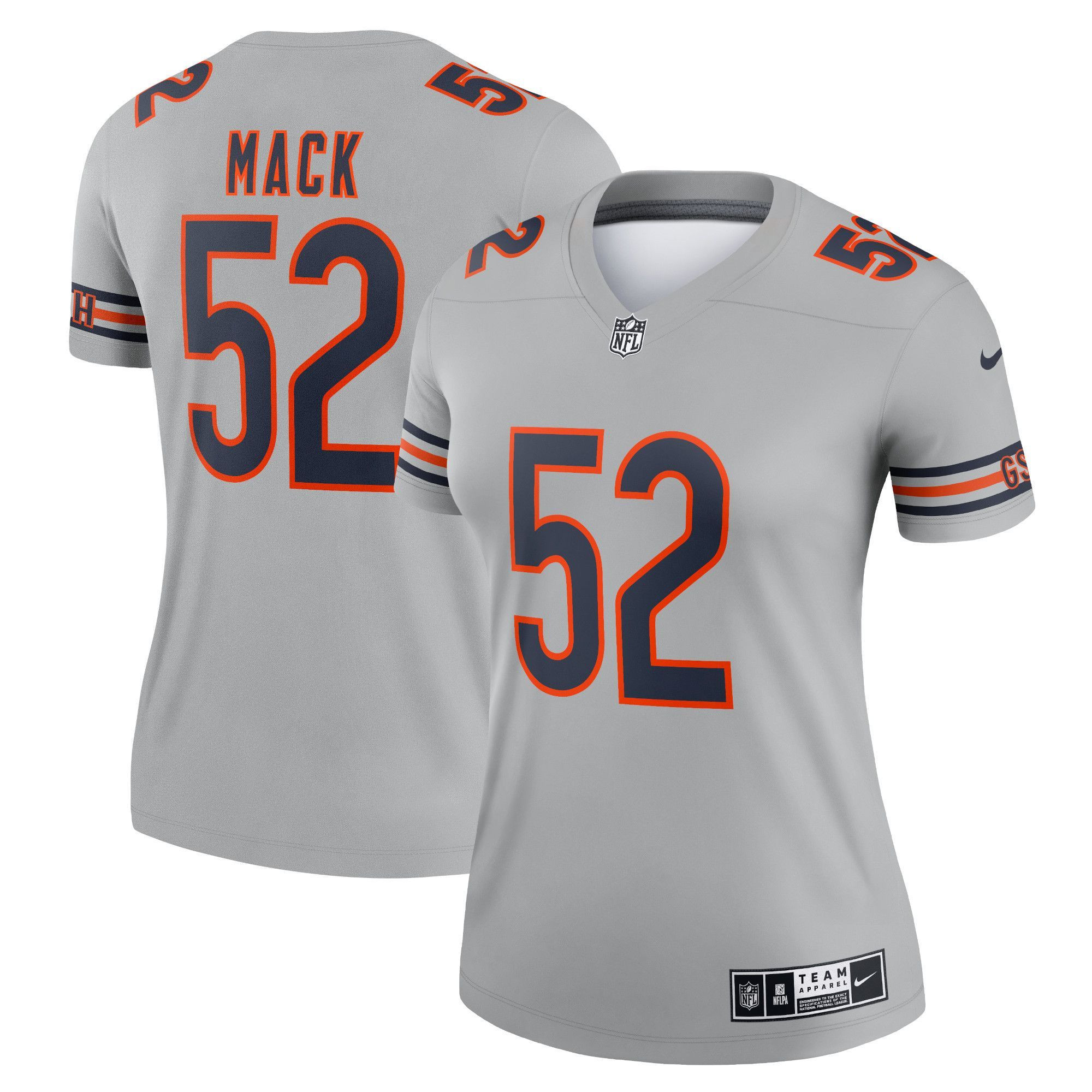 Womens Chicago Bears Khalil Mack Gray Inverted Legend Jersey Gift for Chicago Bears fans