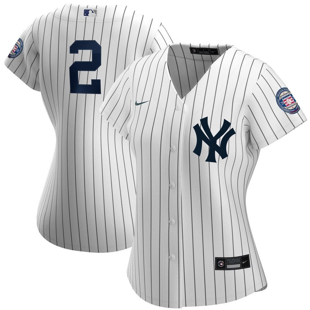 Womens New York Yankees Derek Jeter White Navy 2020 Hall Of Fame Induction Jersey Gift For New York Yankees Fans