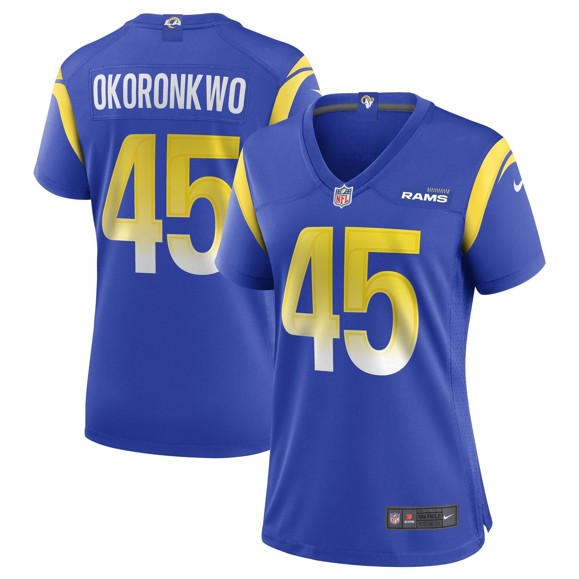 Womens Los Angeles Rams Ogbonnia Okoronkwo Royal Game Jersey Gift for Los Angeles Rams fans