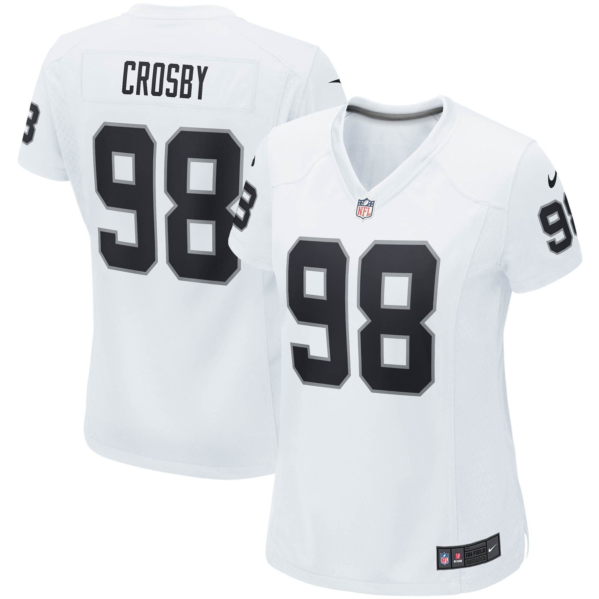 Womens Las Vegas Raiders Maxx Crosby White Game Jersey Gift for Las Vegas Raiders fans