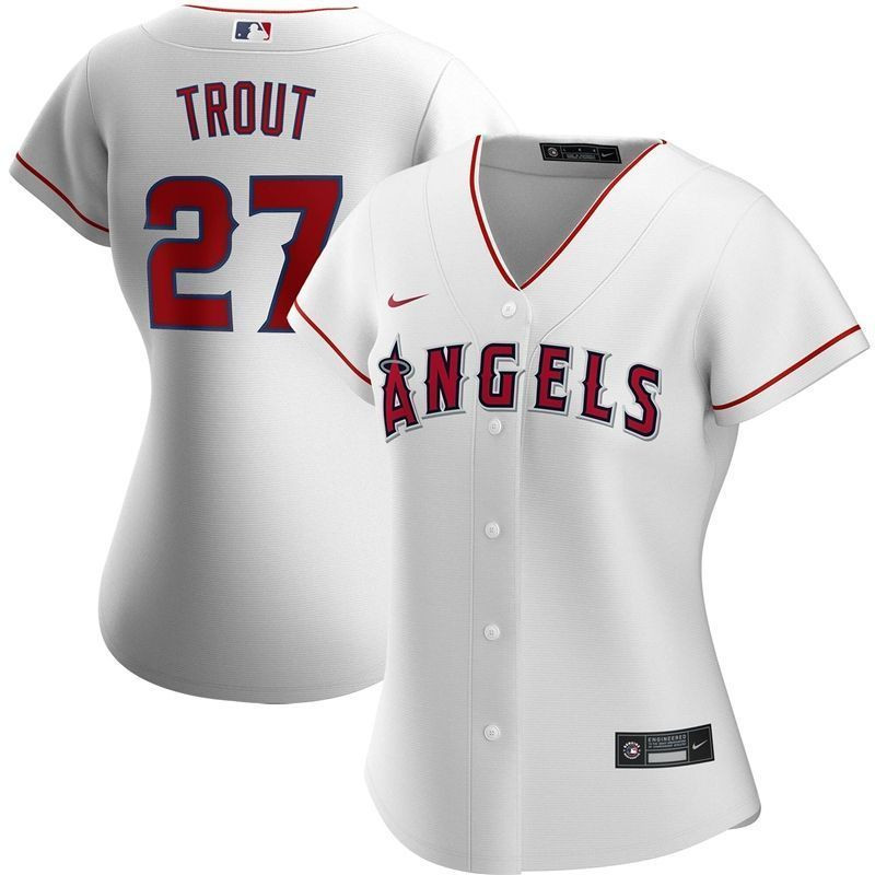 Los Angeles Angels Mike Trout #27 2020 MLB White Womens Jersey