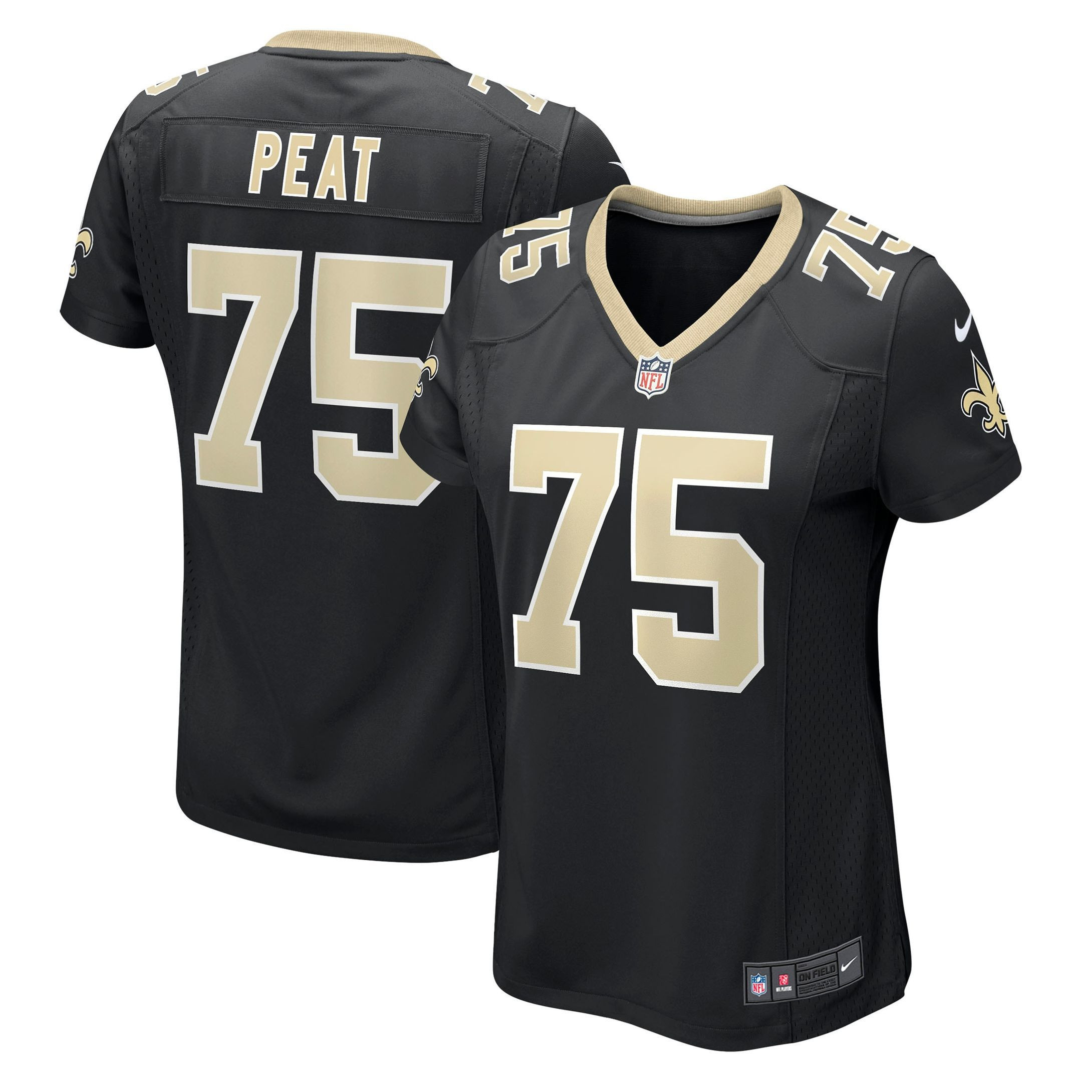 Womens New Orleans Saints Andrus Peat Black Game Jersey Gift for New Orleans Saints fans