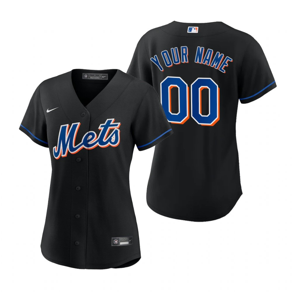 Womens New York Mets Personalized Name Number 2020 Black Jersey Gift For Mets Fans