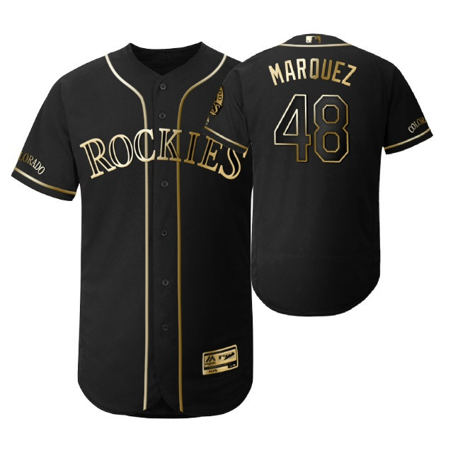 Colorado Rockies #48 Any Name Mlb 2019 Golden Edition Black Jersey Gift For Rockies Fans