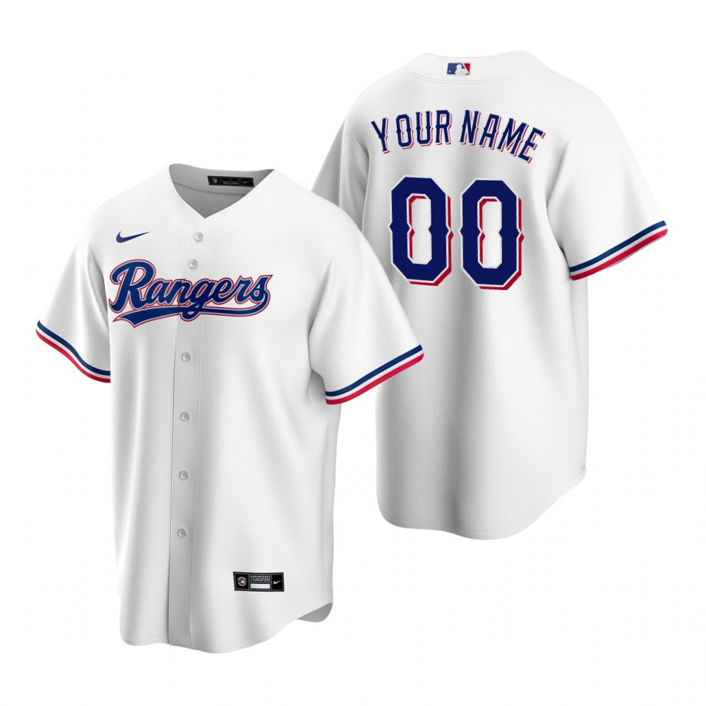 Mens Texas Rangers #00 Any Name Home White Jersey Gift For Rangers Fans
