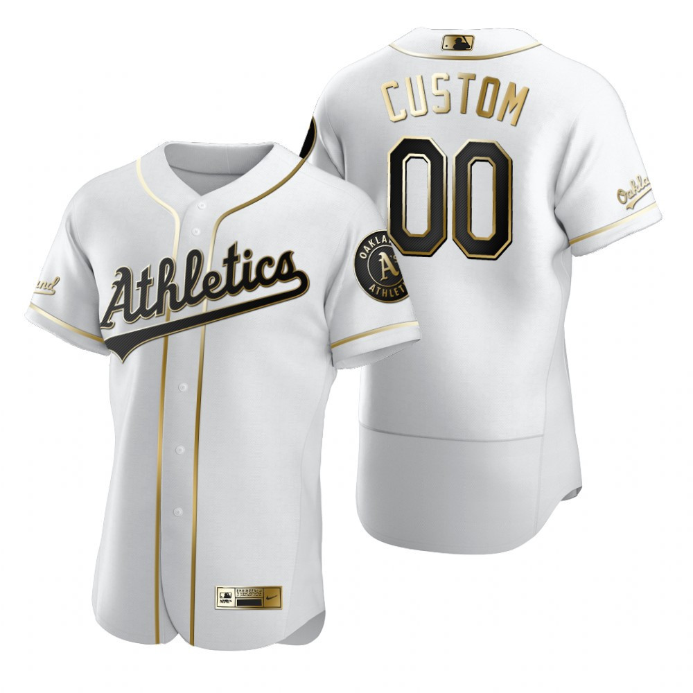 Oakland Athletics #00 Any Name Mlb Golden Edition White Jersey Gift For Athletics Fans
