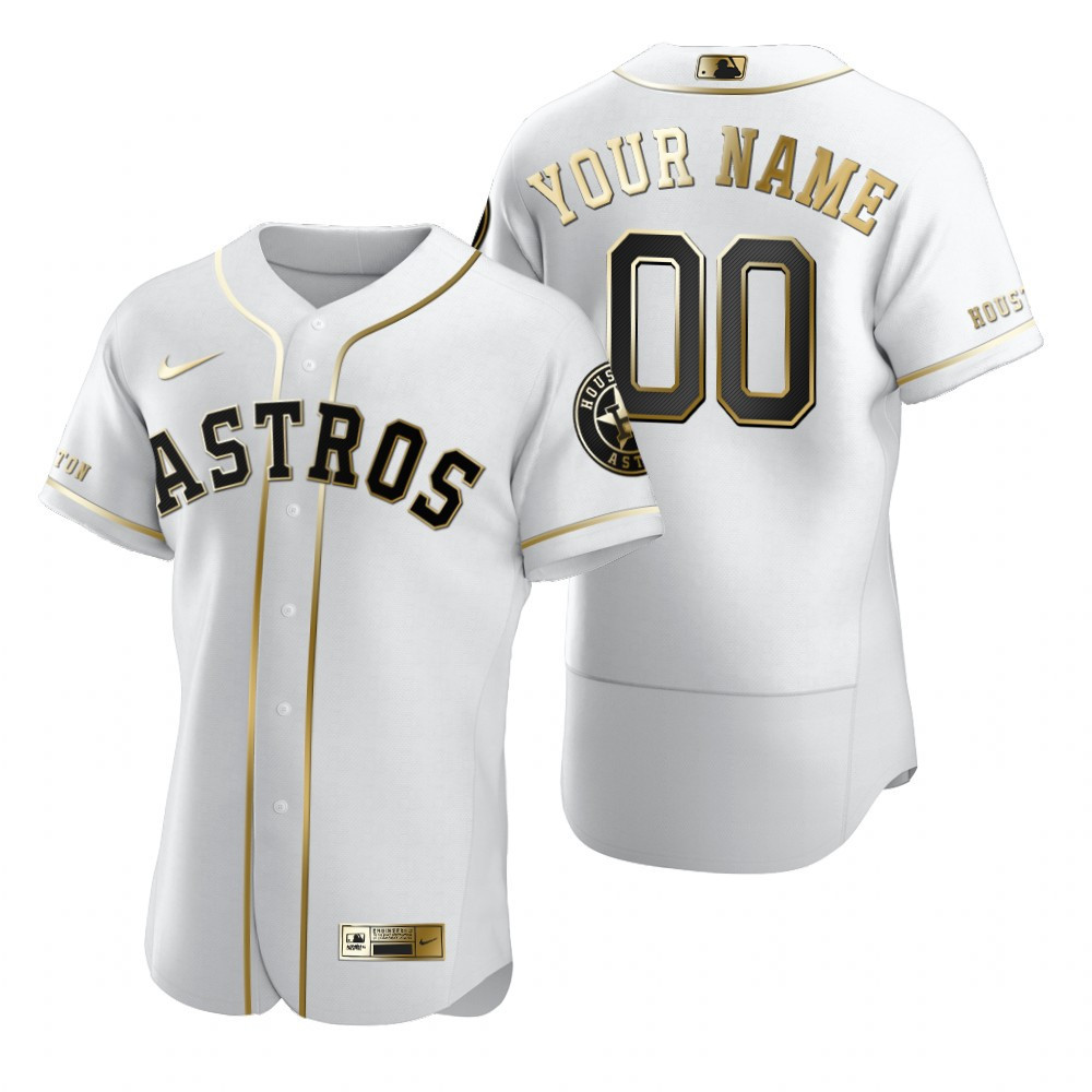 Houston Astros #00 Any Name Mlb Golden Edition White Jersey Gift For Astros Fans