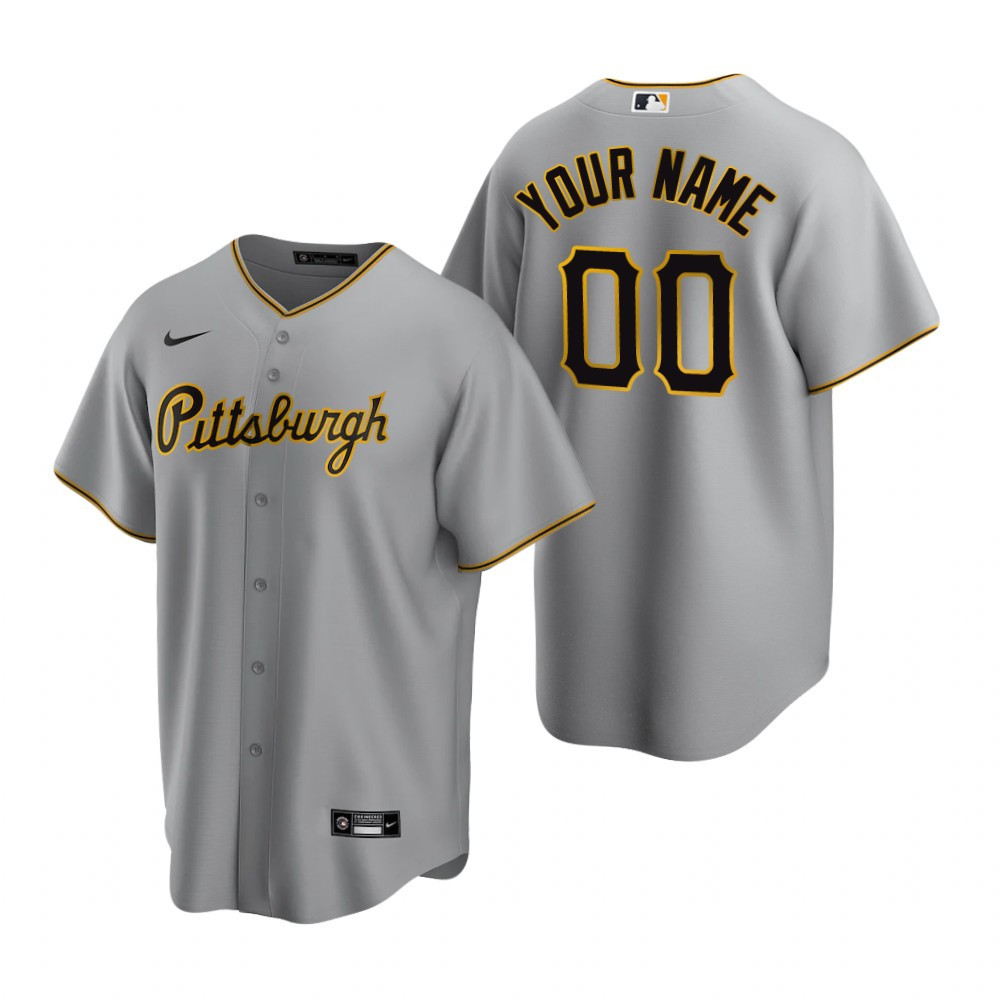 Mens Pittsburgh Pirates Personalized Name Number 2020 Away Gray Jersey Gift For Pirates Fans