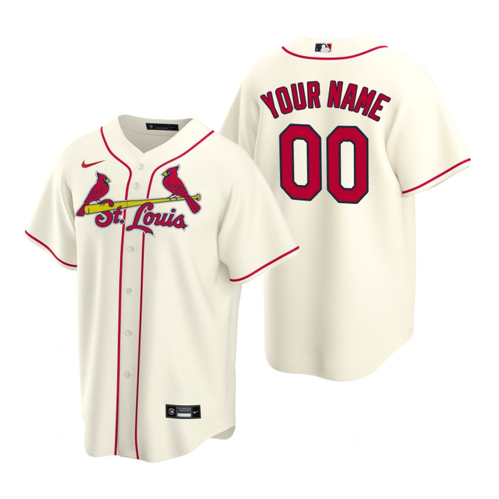 Mens St. Louis Cardinals #00 Any Name Alternate Cream Jersey Gift With Custom Name Number For Cardinals Fans