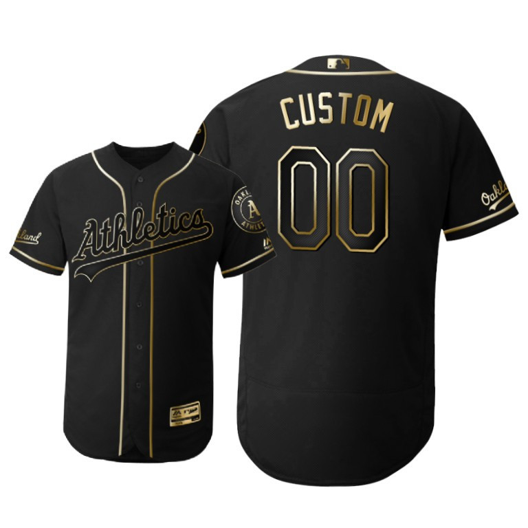 Oakland Athletics #00 Any Name Mlb 2019 Golden Edition Black Jersey Gift For Athletics Fans