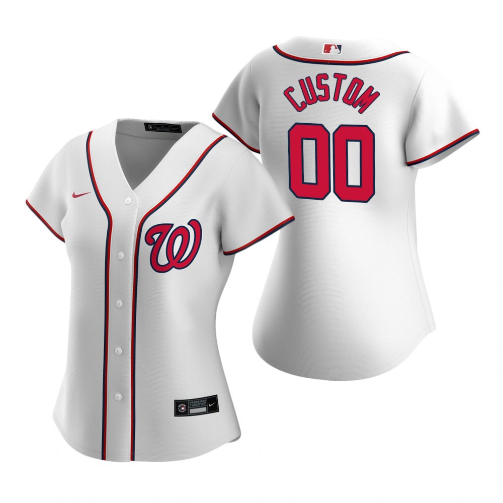 Womens Washington Nationals Personalized Name Number 2020 White Jersey Gift For Nationals Fans
