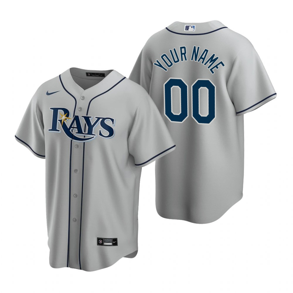 Mens Tampa Bay Rays #00 Any Name Road Gray Jersey Gift For Rays Fans