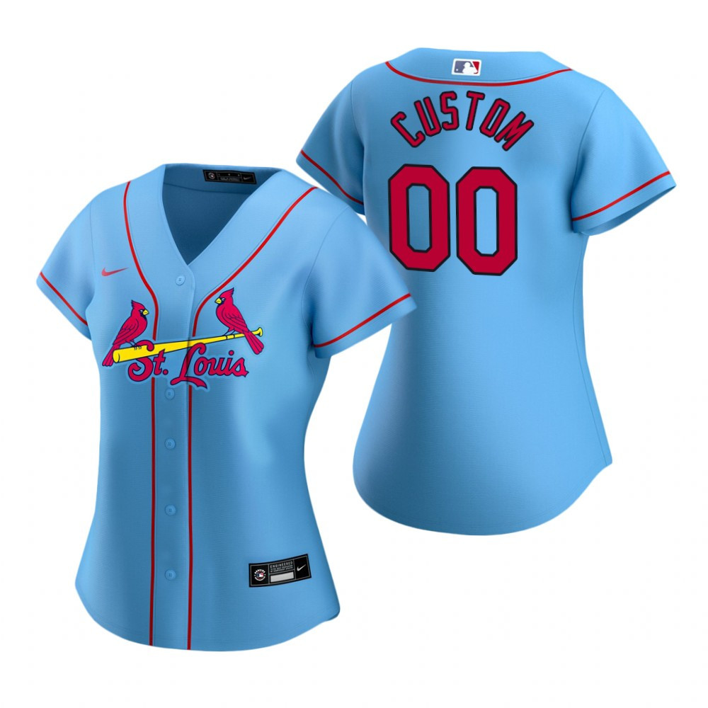 Womens St Louis Cardinals Personalized Name Number 2020 Light Blue Jersey Gift For Cardinals Fans