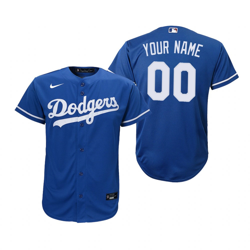 Youth Los Angeles Dodgers #00 Any Name 2020 Alternate Royal Jersey Gift For Dodgers Fans