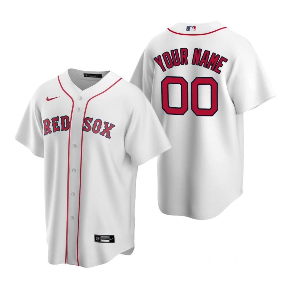 Mens Boston Red Sox #00 Any Name Home White Jersey Gift For Red Sox Fans