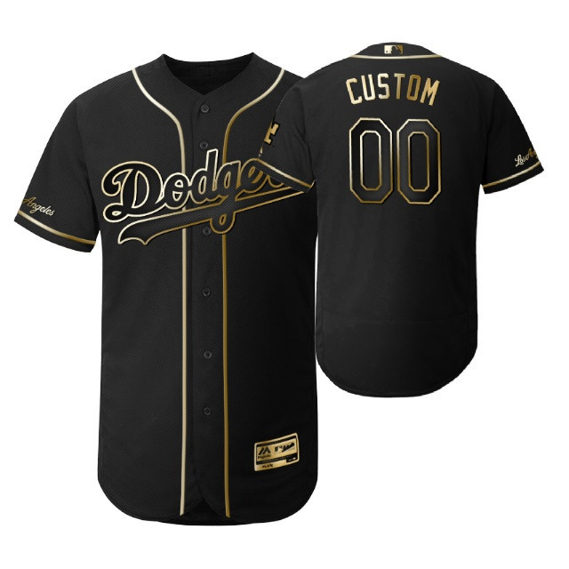 Los Angeles Dodgers #00 Any Name Mlb 2019 Golden Edition Black Jersey Gift For Dodgers Fans