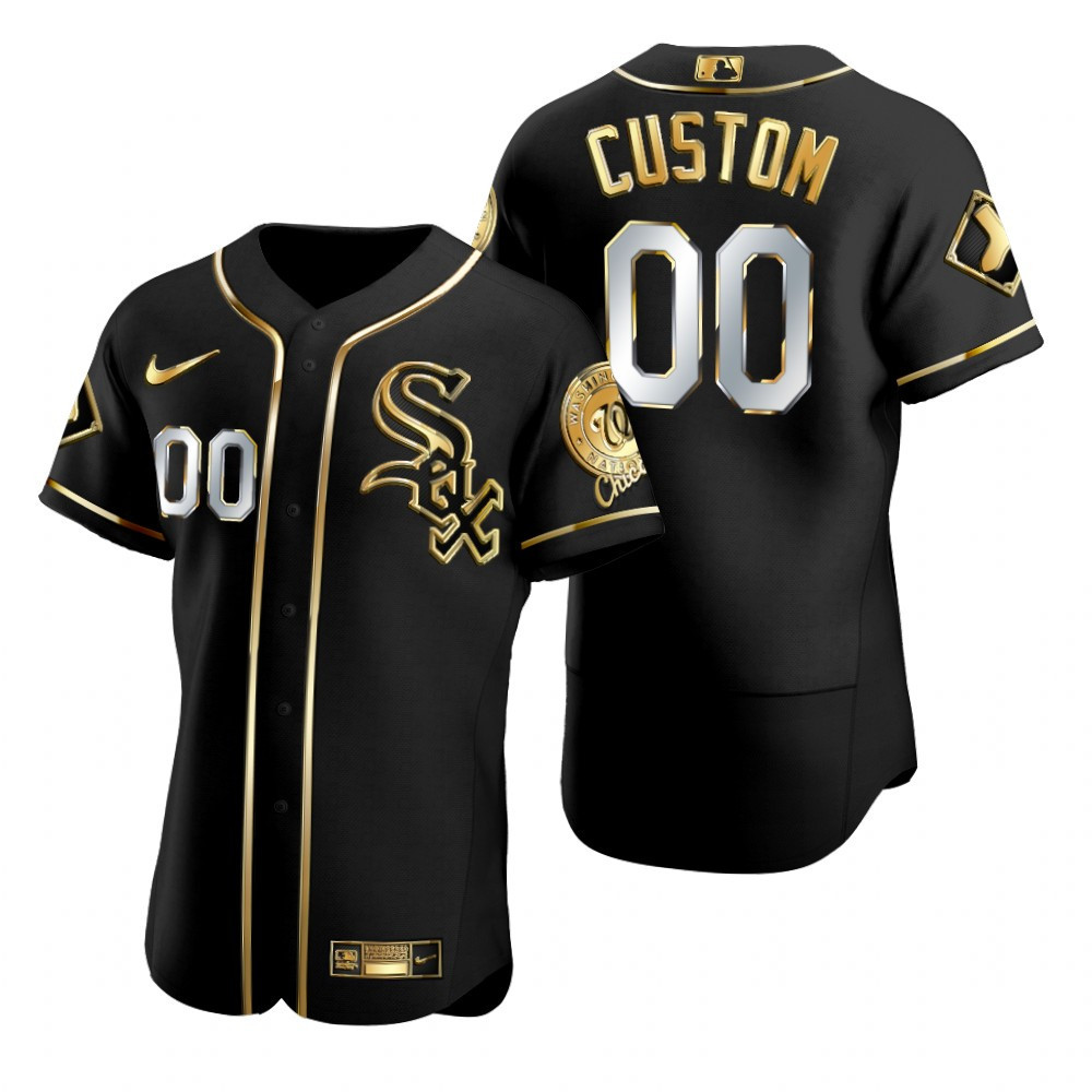 Chicago White Sox #00 Any Name Mlb Golden Edition Black Jersey Gift For White Sox Fans