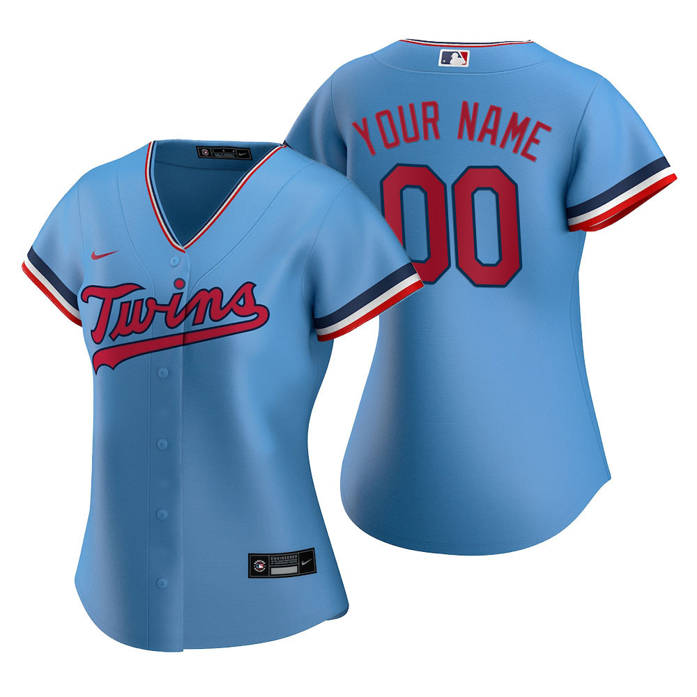 Womens Minnesota Twins Personalized Name Number 2020 Light Blue Jersey Gift For Twins Fans