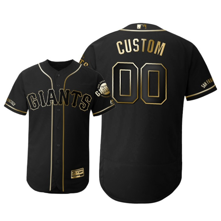 San Francisco Giants #00 Any Name Mlb 2019 Golden Edition Black Jersey Gift For Giants Fans