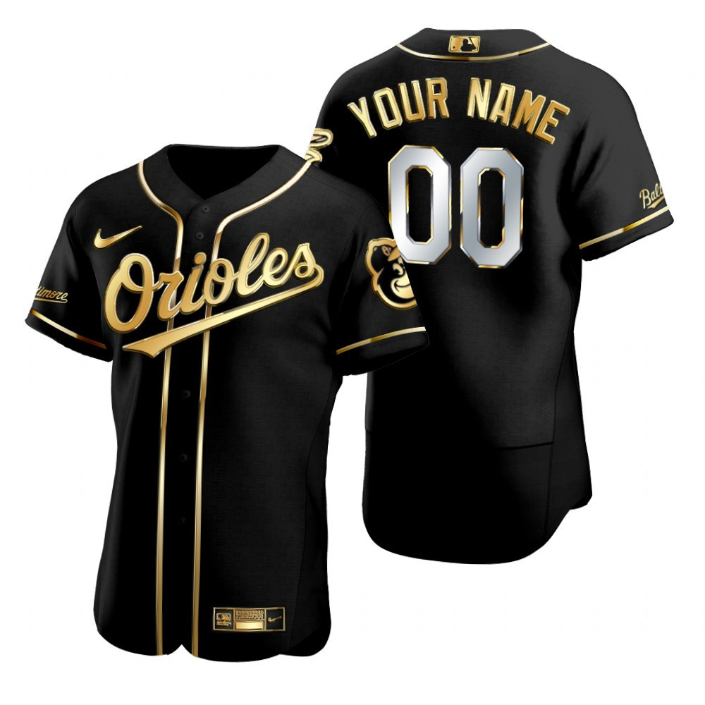 Baltimore Orioles #00 Any Name Mlb Golden Edition Black Jersey Gift For Orioles Fans