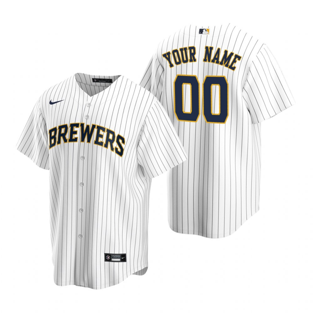 Mens Milwaukee Brewers #00 2020 Alternate White Jersey Gift With Custom Name Number For Brewers Fans
