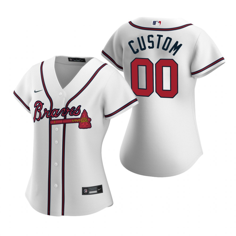 Women'S Atlanta Braves Custom Text White 2020 Alternate Jersey Gift For Atlanta Braves Fan