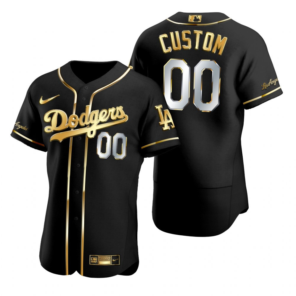 Los Angeles Dodgers #00 Any Name Mlb Golden Edition Black Jersey Gift For Dodgers Fans
