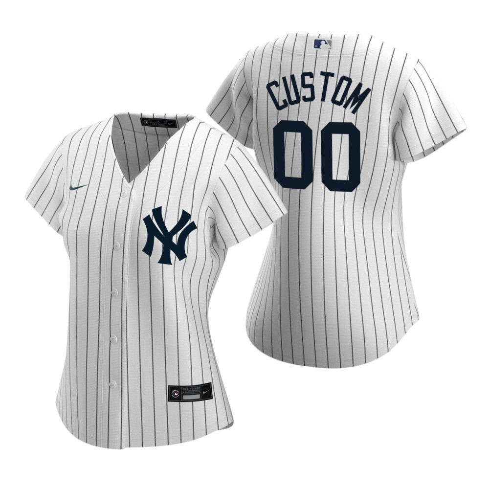 Womens New York Yankees Personalized Name Number 2020 White Jersey Gift For Yankees Fans