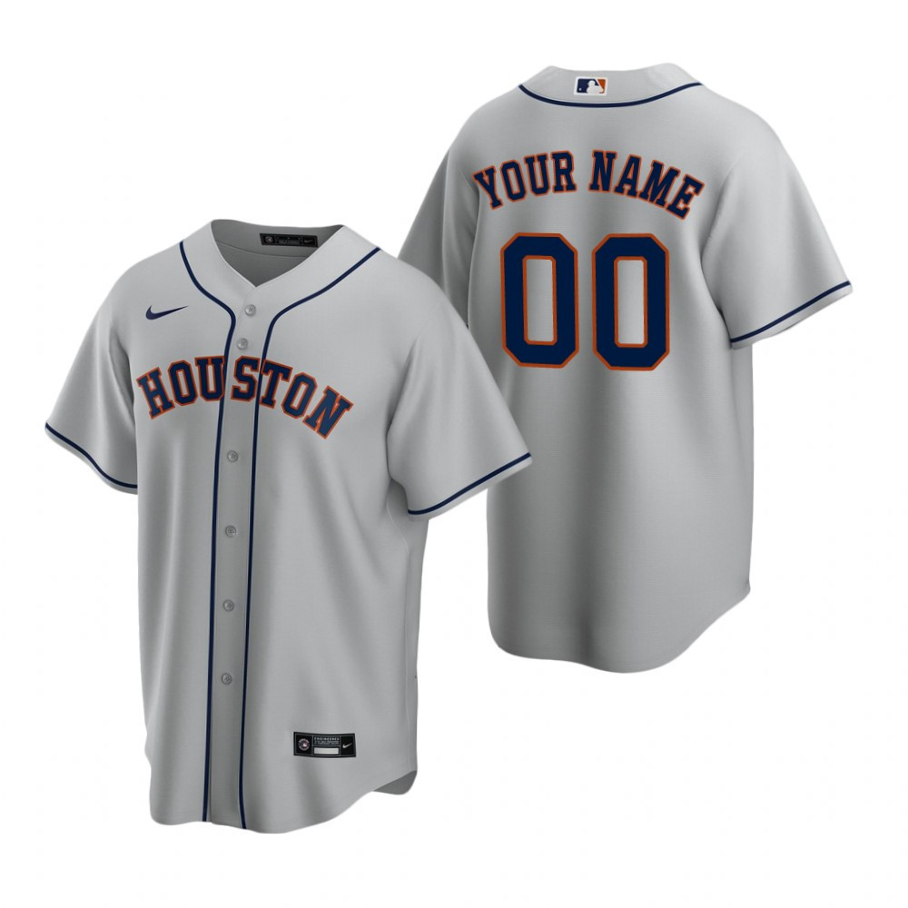 Mens Houston Astros Personalized Name Number 2020 Gray Road Jersey Gift For Astros Fans
