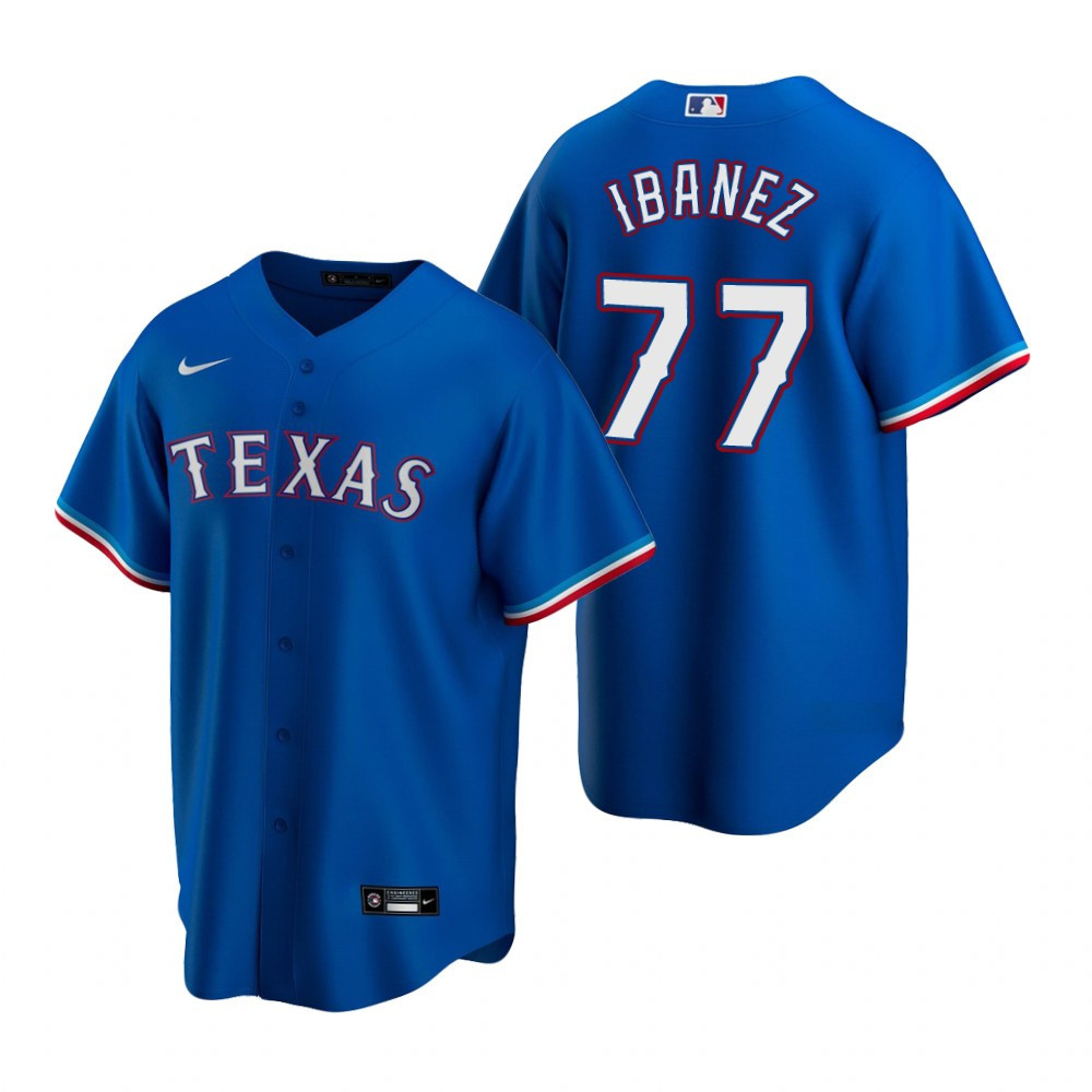 Mens Texas Rangers #77 Andy Ibanez Alternate Royal Jersey Gift For Rangers Fans