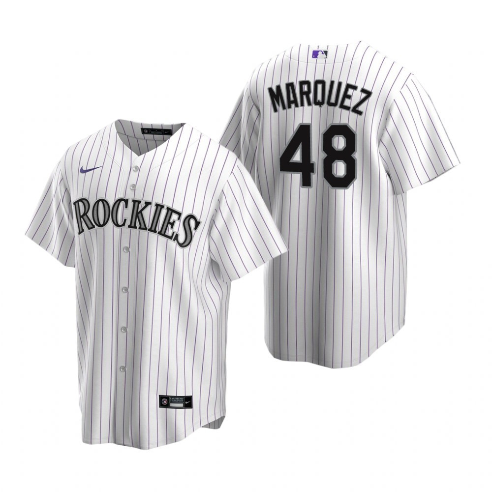 Mens Colorado Rockies #48 German Marquez White Home Jersey Gift For Rockies Fans