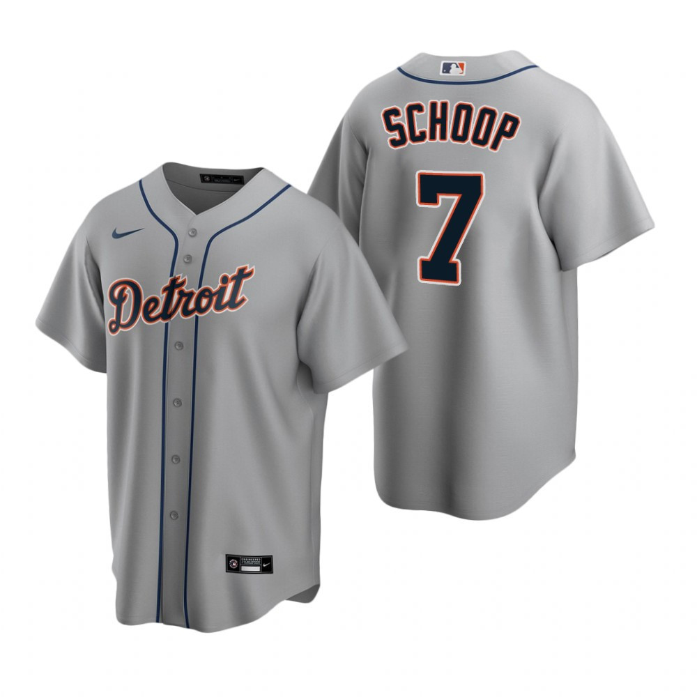 Mens Detroit #7 Jonathan Schoop Road Gray Jersey Gift For Tigers Fans