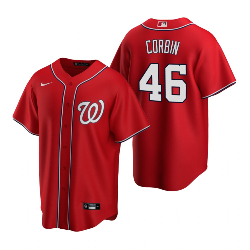 Mens Washington Nationals #46 Patrick Corbin 2020 Alternate Red Jersey Gift For Nationals Fans