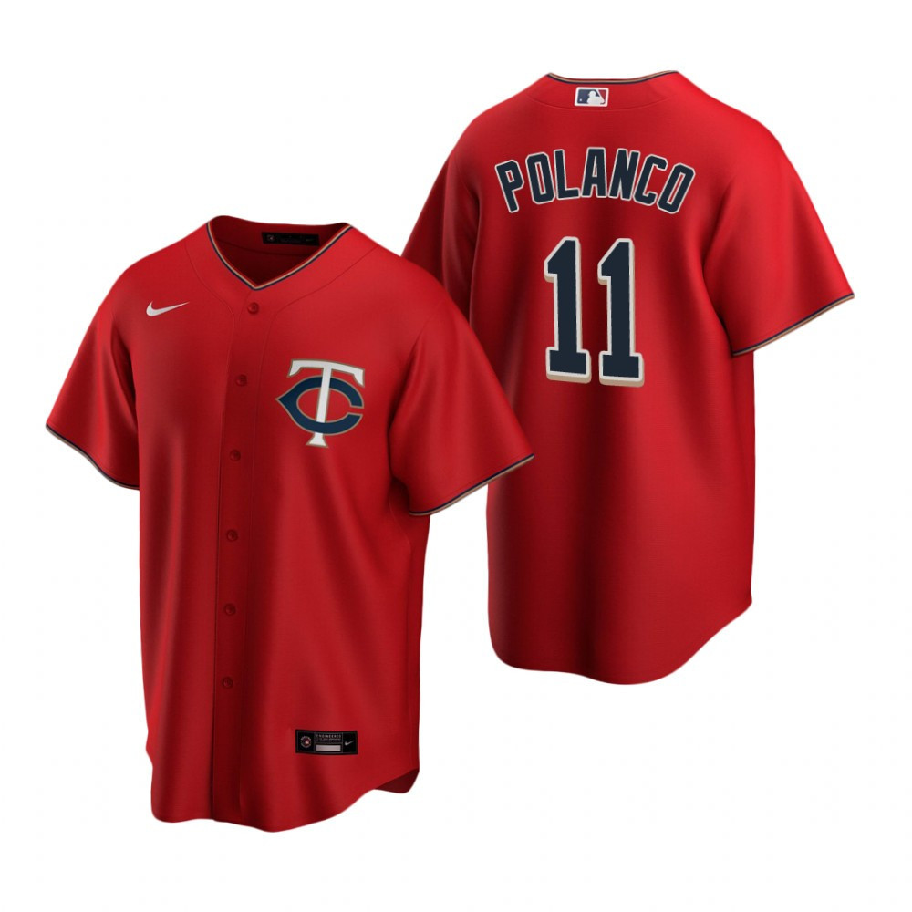 Mens Minnesota Twins #11Jorge Polanco Alternate Red Jersey Gift For Twins Fans