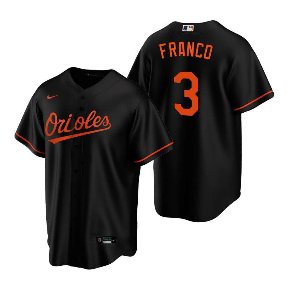 Mens Baltimore Orioles #3 Maikel Franco 2020 Alternate Black Jersey Gift For Orioles Fans