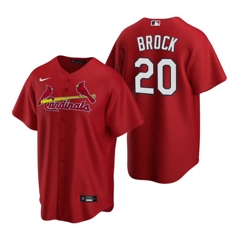 Mens St. Louis Cardinals #20 Lou Brock Alternate Red Jersey Gift For Cardinals Fans