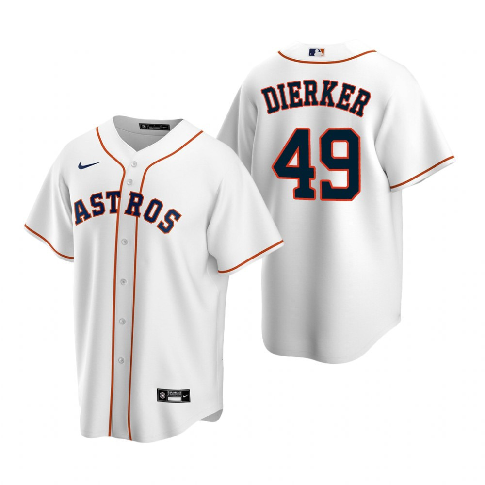 Mens Houston Astros #49 Larry Dierker 2020 Retired White Jersey Gift For Astros Fans