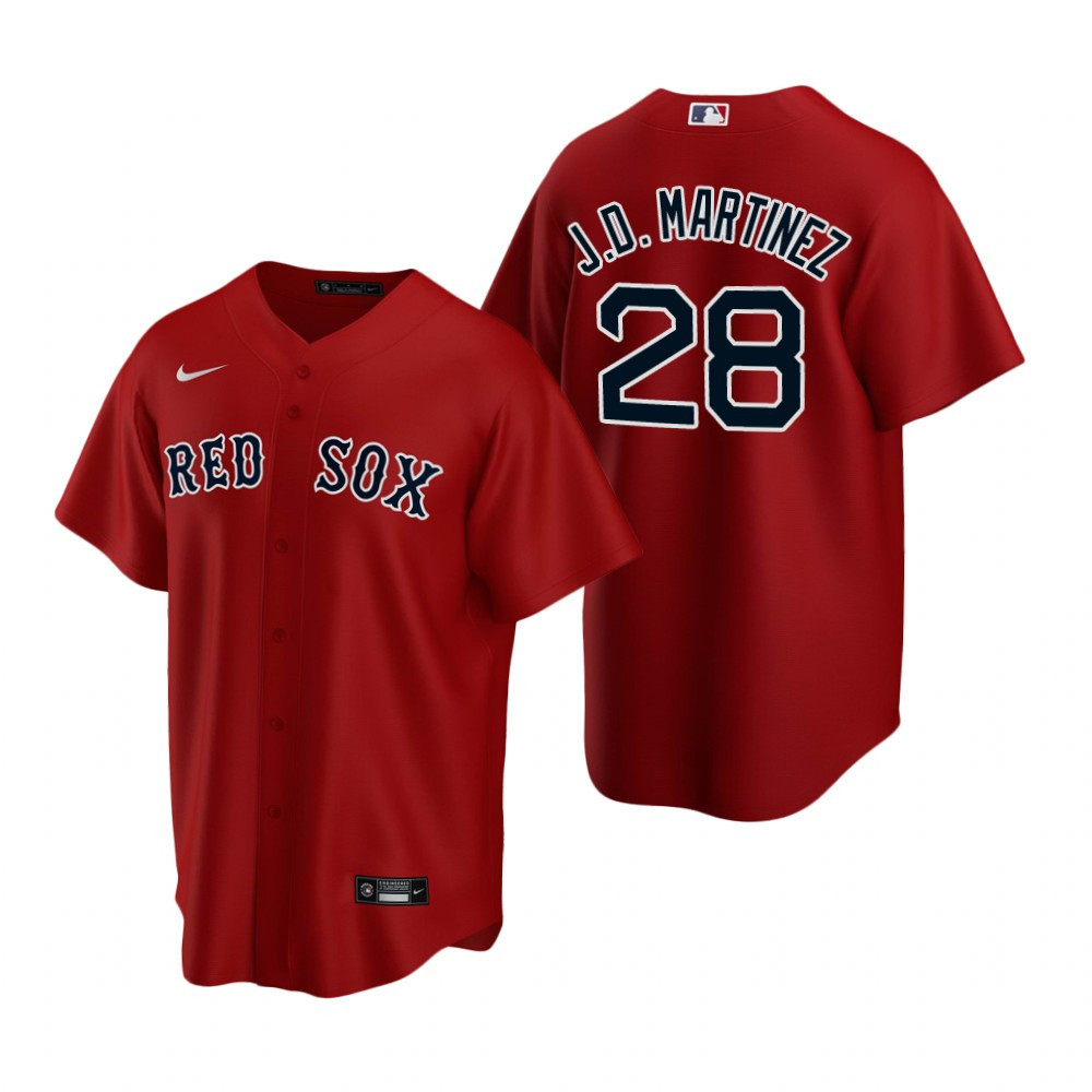 Mens Boston Red Sox #28 J.D. Martinez Alternate Red Jersey Gift For Red Sox Fans