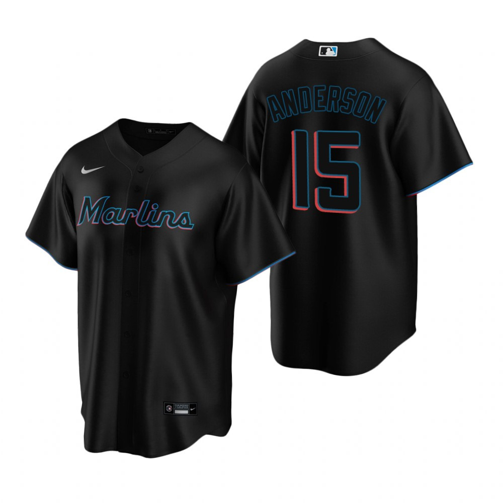 Mens Miami Marlins #15 Brian Anderson 2020 Black Jersey Gift For Marlins Fans
