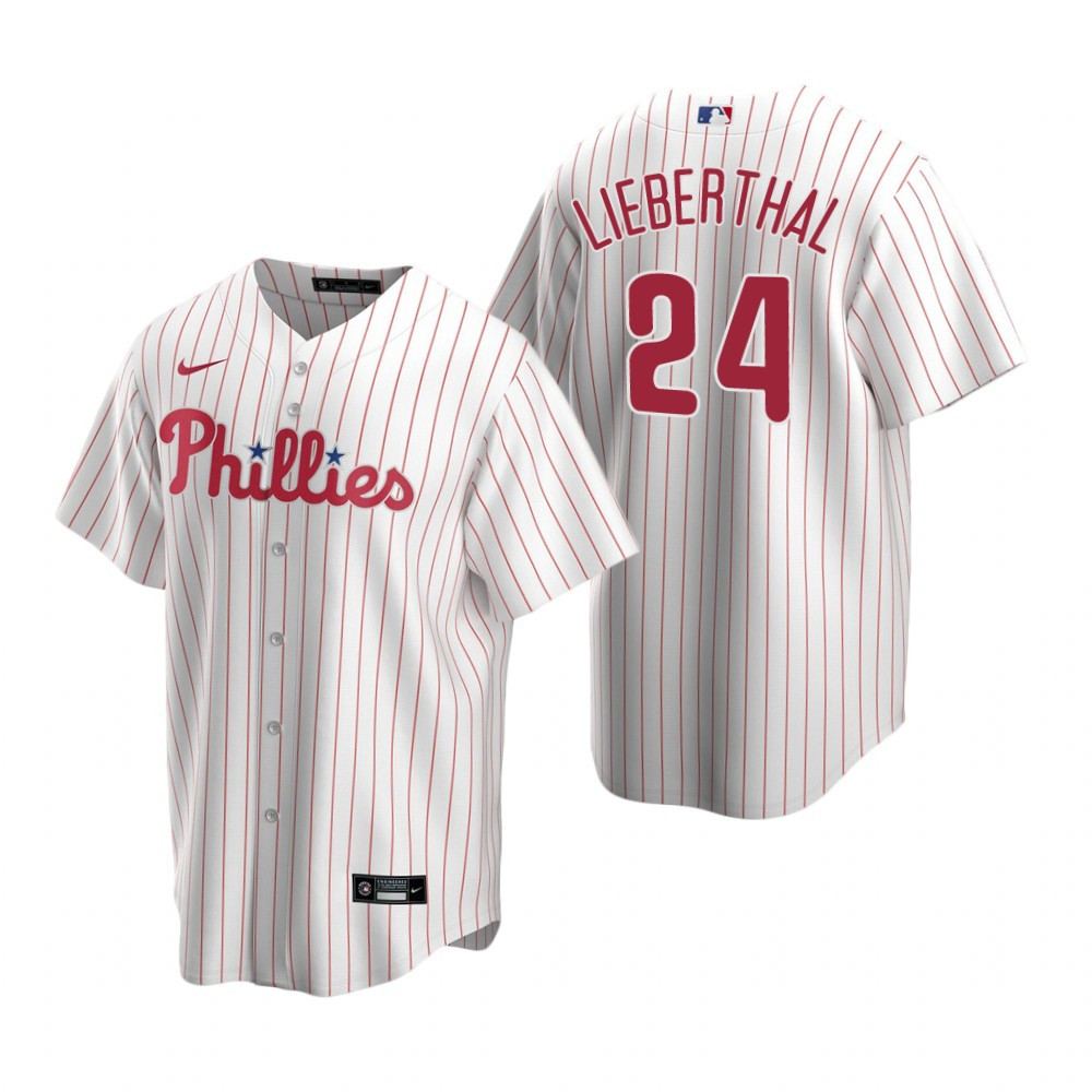 Mens Philadelphia Phillies #24 Mike Lieberthal 2020 Retired Player White Jersey Gift For Phillies Fans