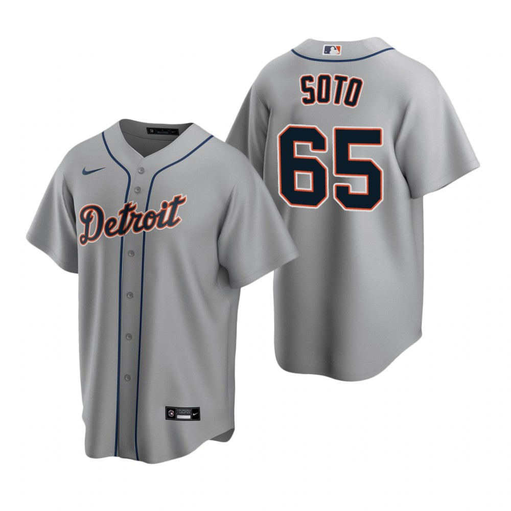 Mens Detroit #65 Gregory Soto Road Gray Jersey Gift For Tigers Fans