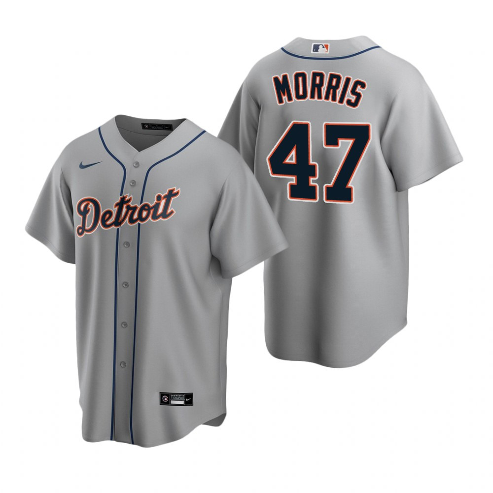 Mens Detroit #47 Jack Morris Road Gray Jersey Gift For Tigers Fans